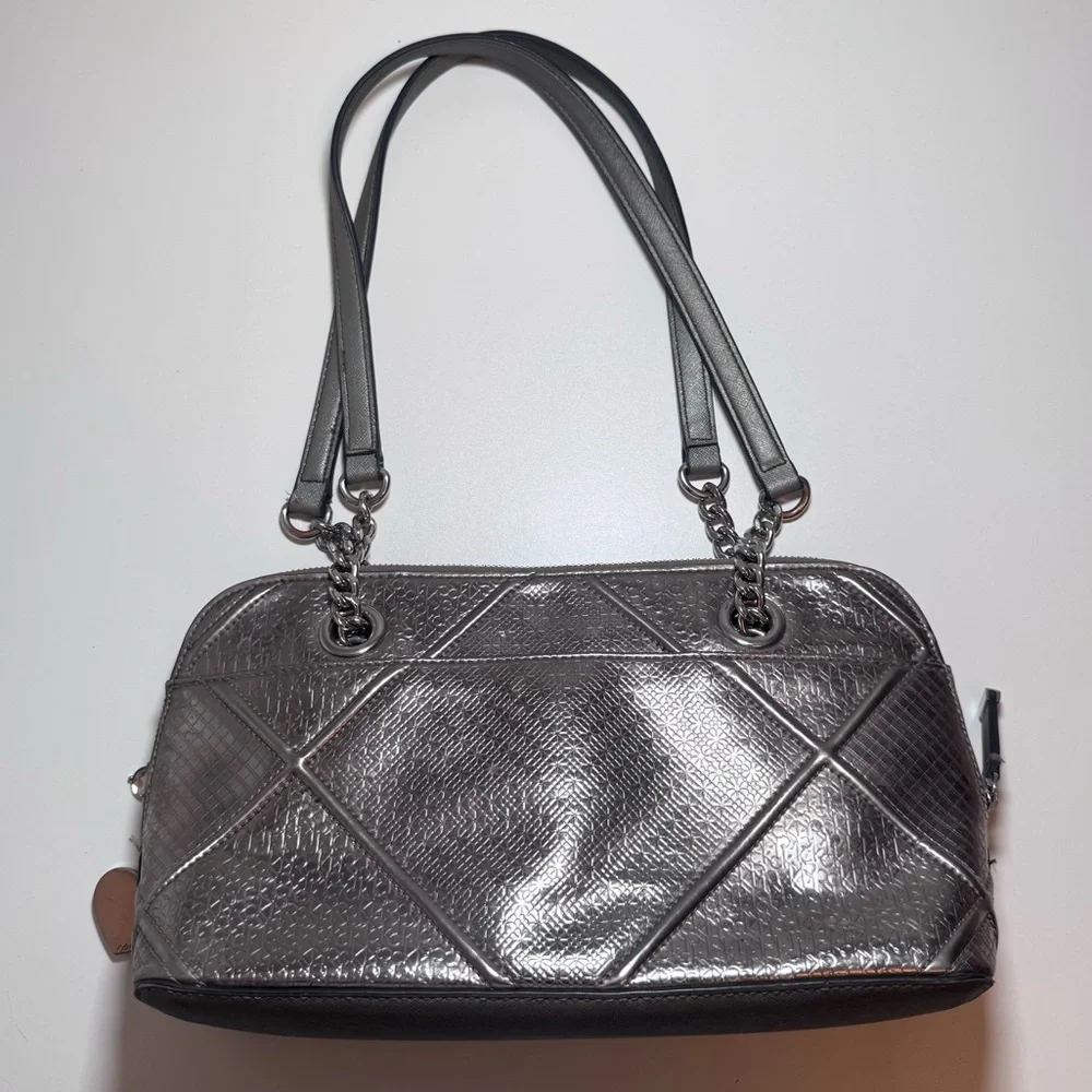 Calvin Klein Silver Metallic Embossed Bag